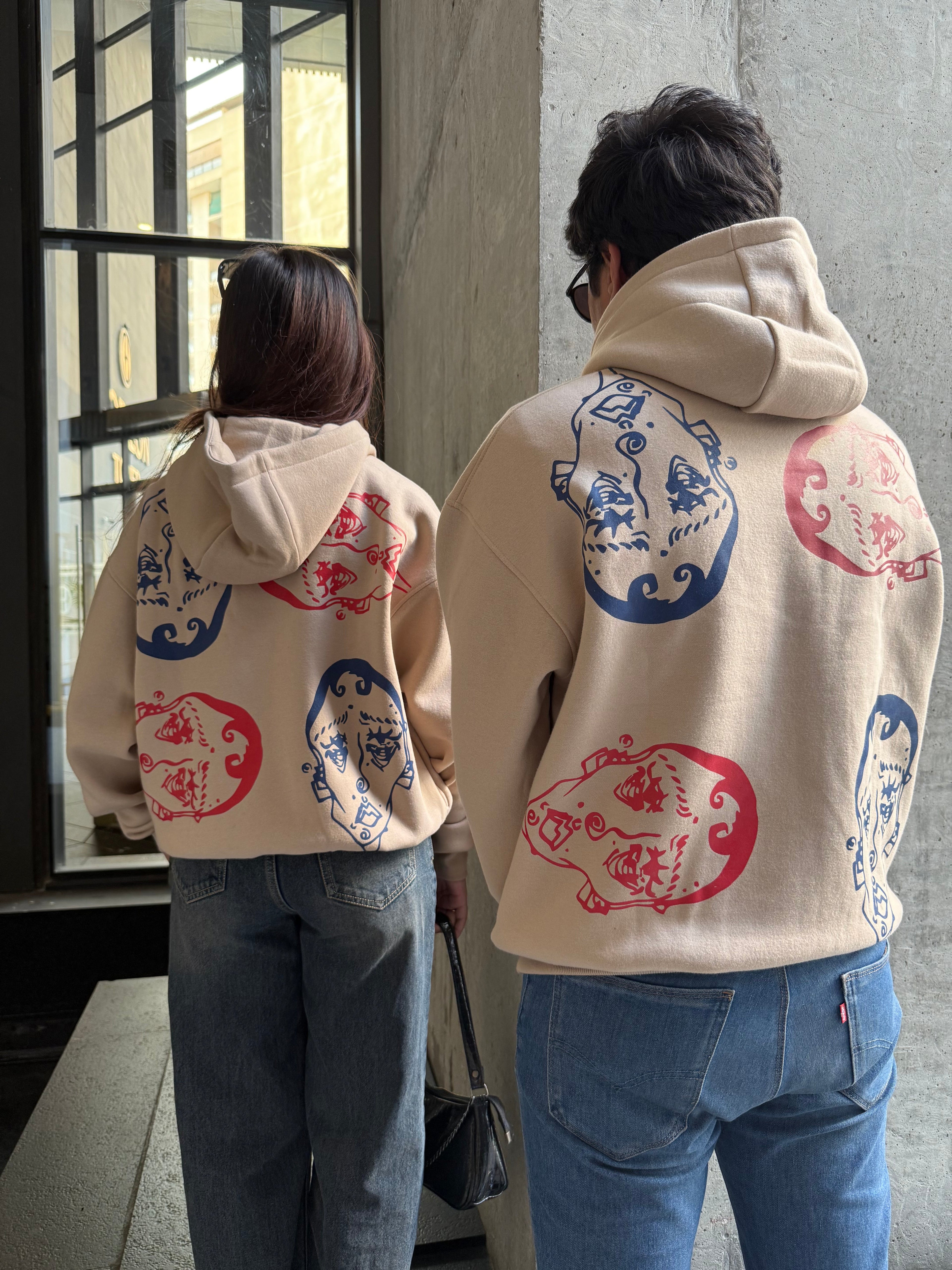 FACES OF LIFE HOODIE (BEIGE) DUO