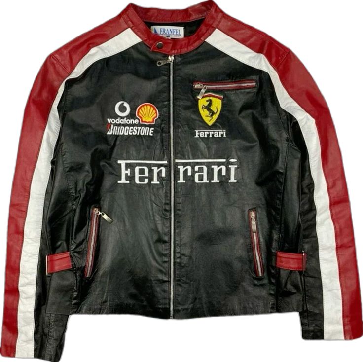 Ferrari Leather Jacket - Black Red