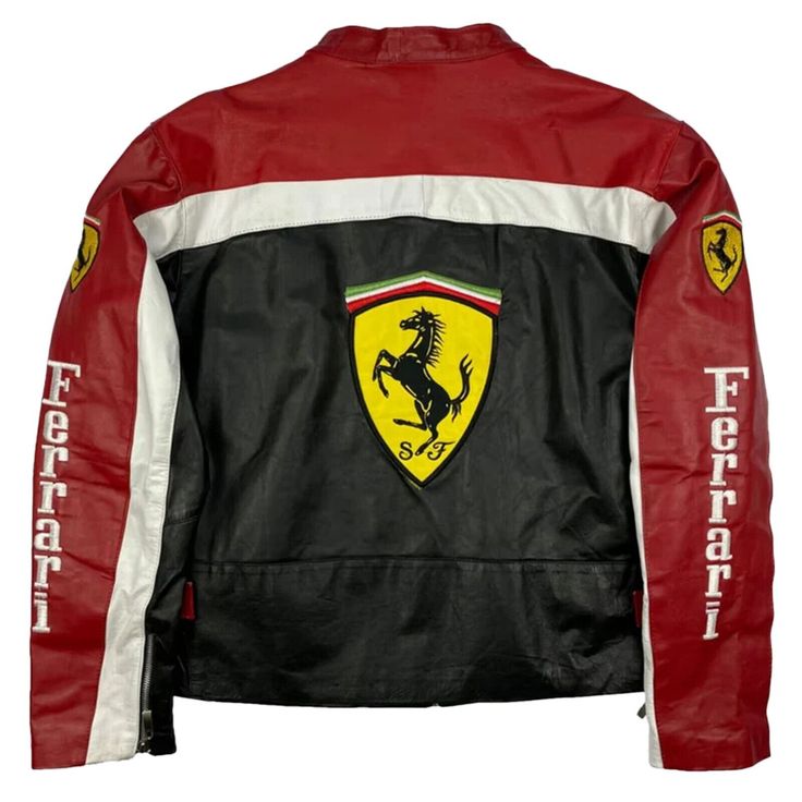 Ferrari Leather Jacket - Black Red